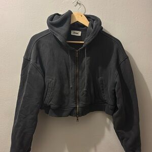 Elwood cropped zip up hoodie in grey size M